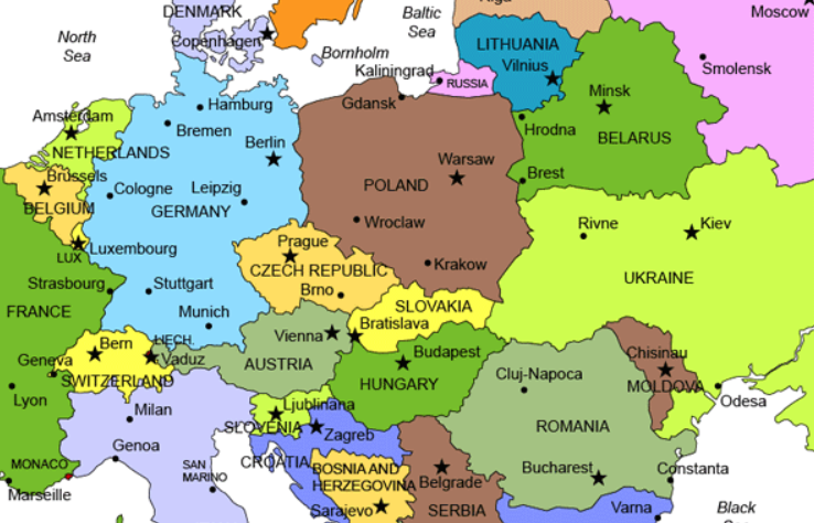 Mapa evropskih zemalja gde vrsimo selidbu - Prevoz AS